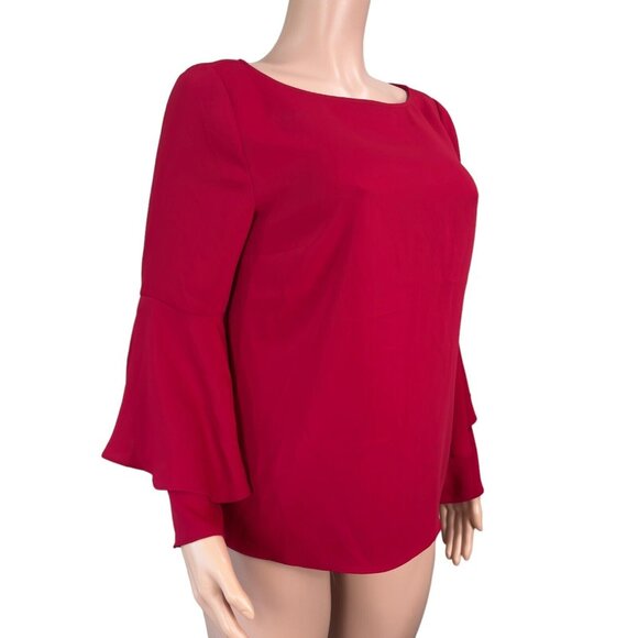 Chicos Womens 0 (4/6)Red Top Blouse Ruffle-Long Sleeve Classic Christmas Holiday - Picture 10 of 16